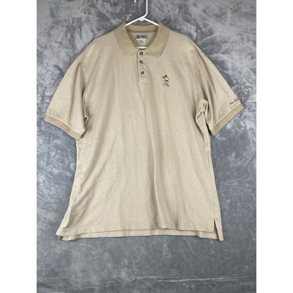 Walt Disney World Shirt Mens Size XL Biege Mickey Mouse Logo‎ Casual Core Polo